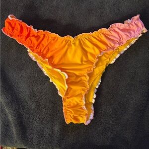 WeWoreWhat Ruffled Bikini Bottom in Orange and Pink